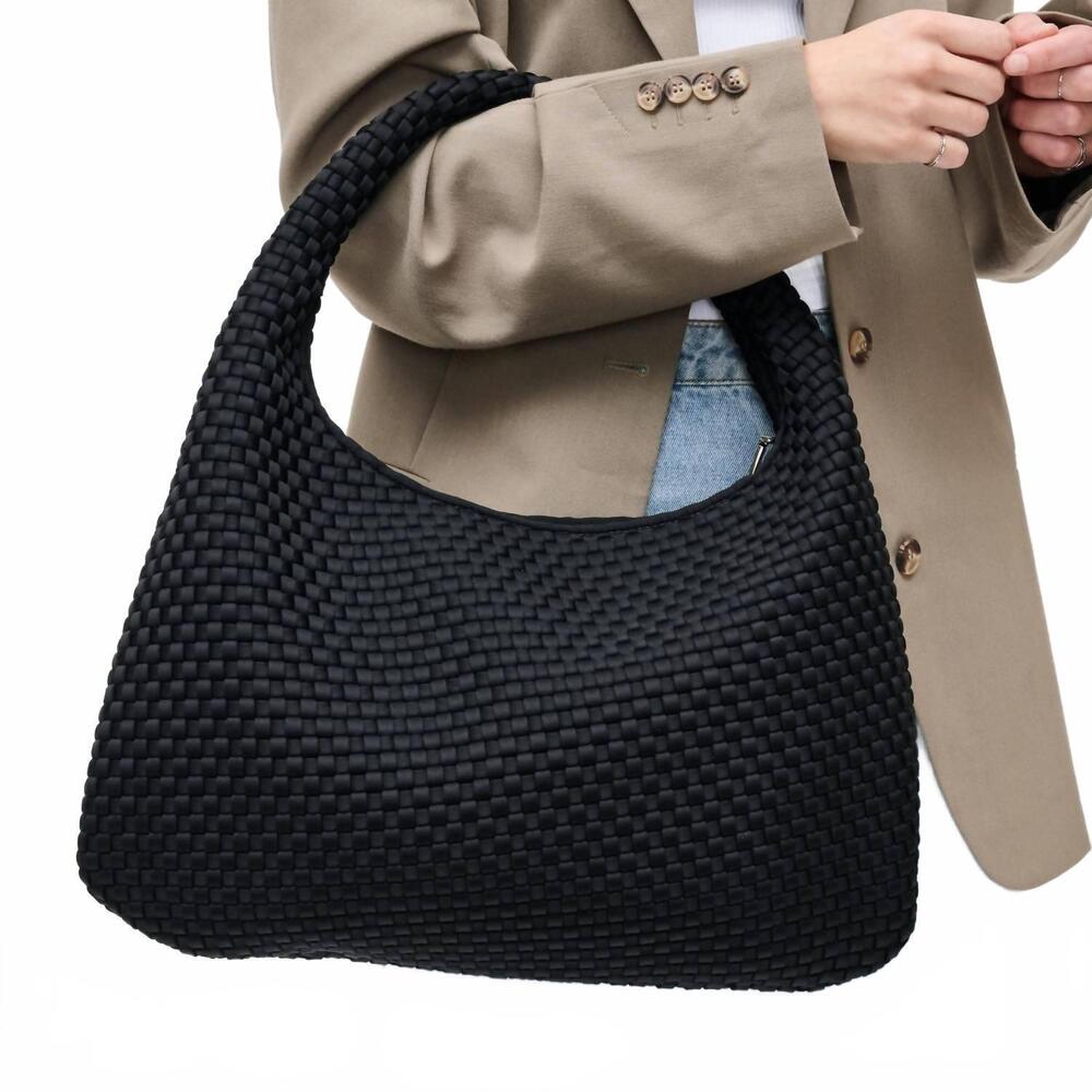 NEW SOL AND SELENE women's dare to dream neoprene hobo bag in black